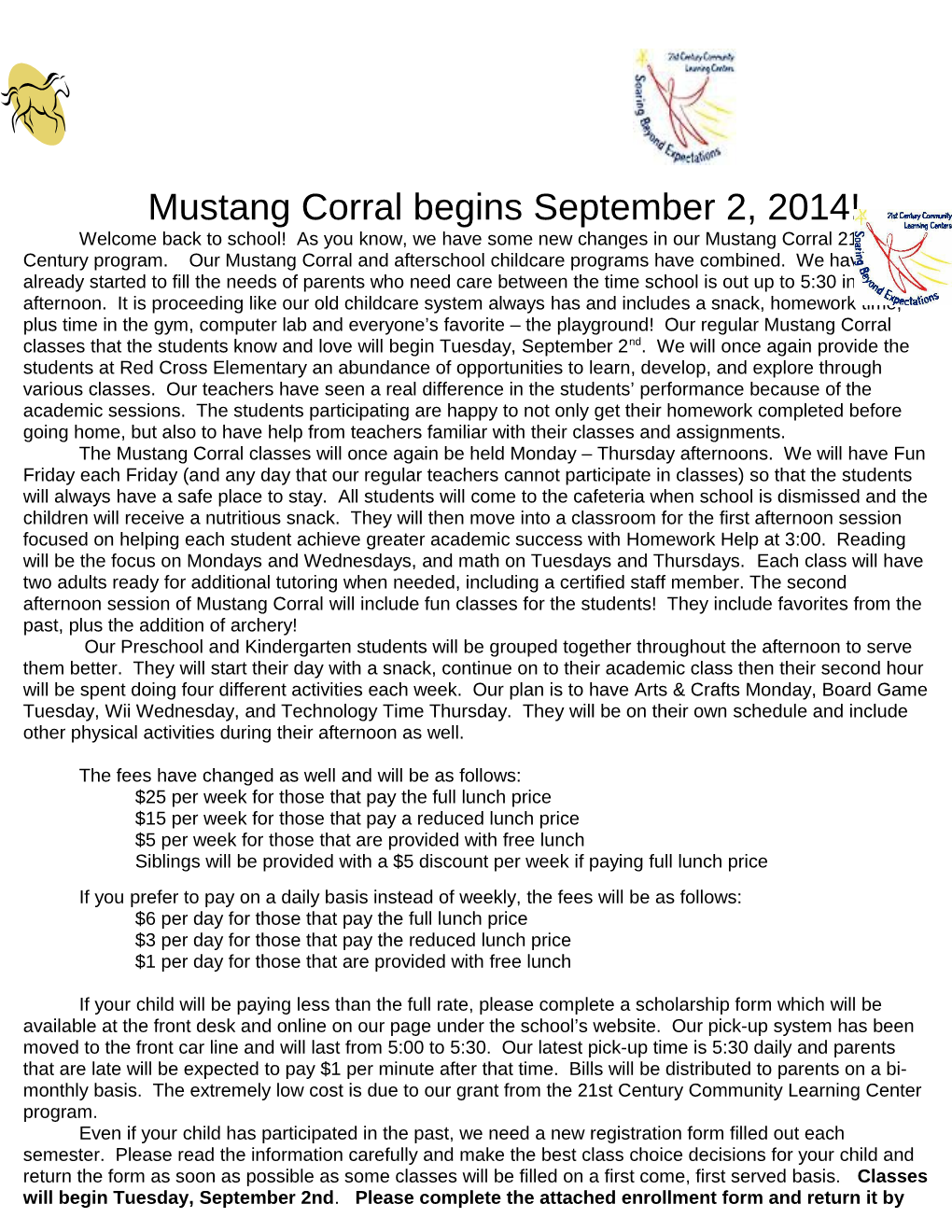 Mustang Corral Begins September 2, 2014!
