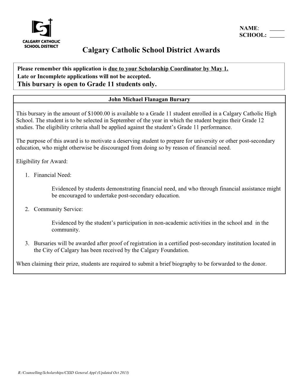 Calgary Catholic School District Awards