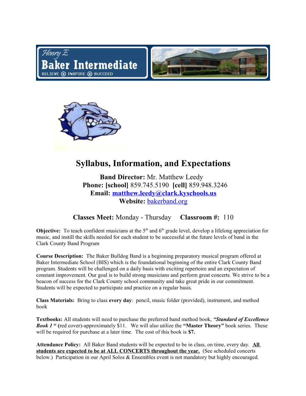 Syllabus, Information, and Expectations