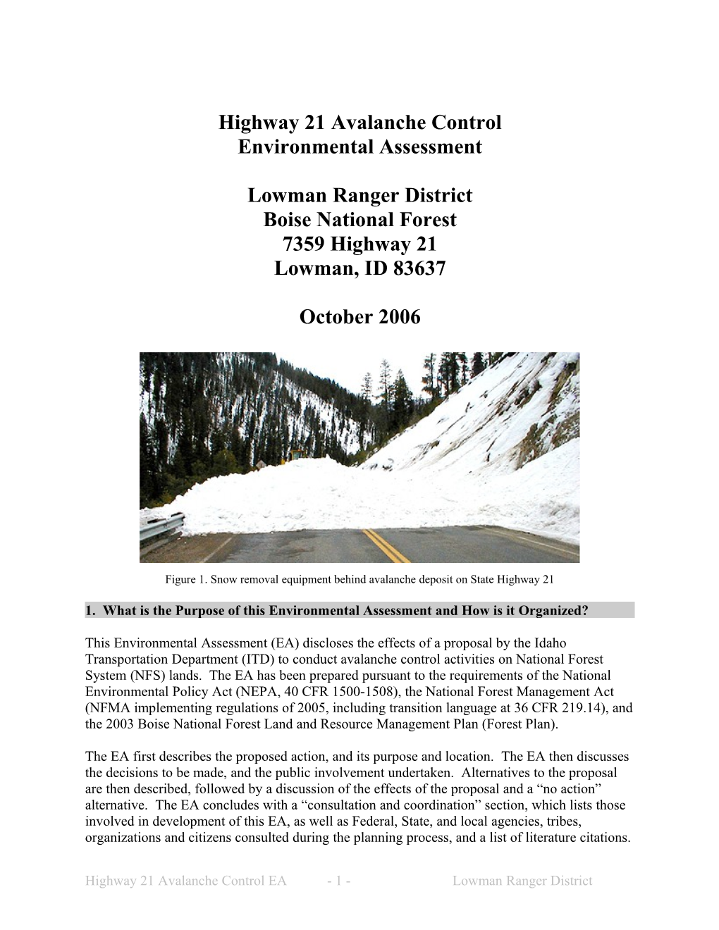 Highway 21 Avalanche Control