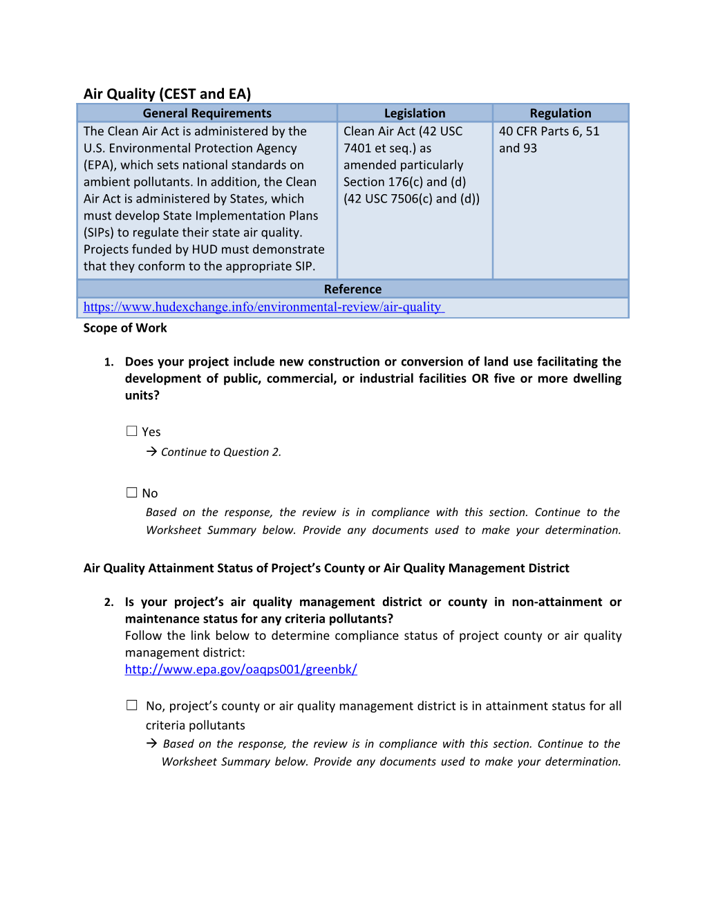 Air Quality - Worksheet