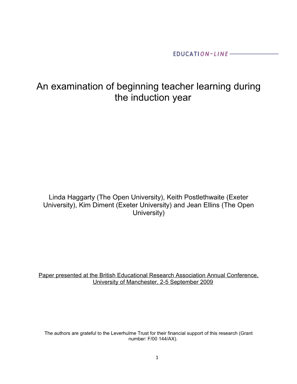 An Examination of Beginning Teacher Learning During the Induction Year