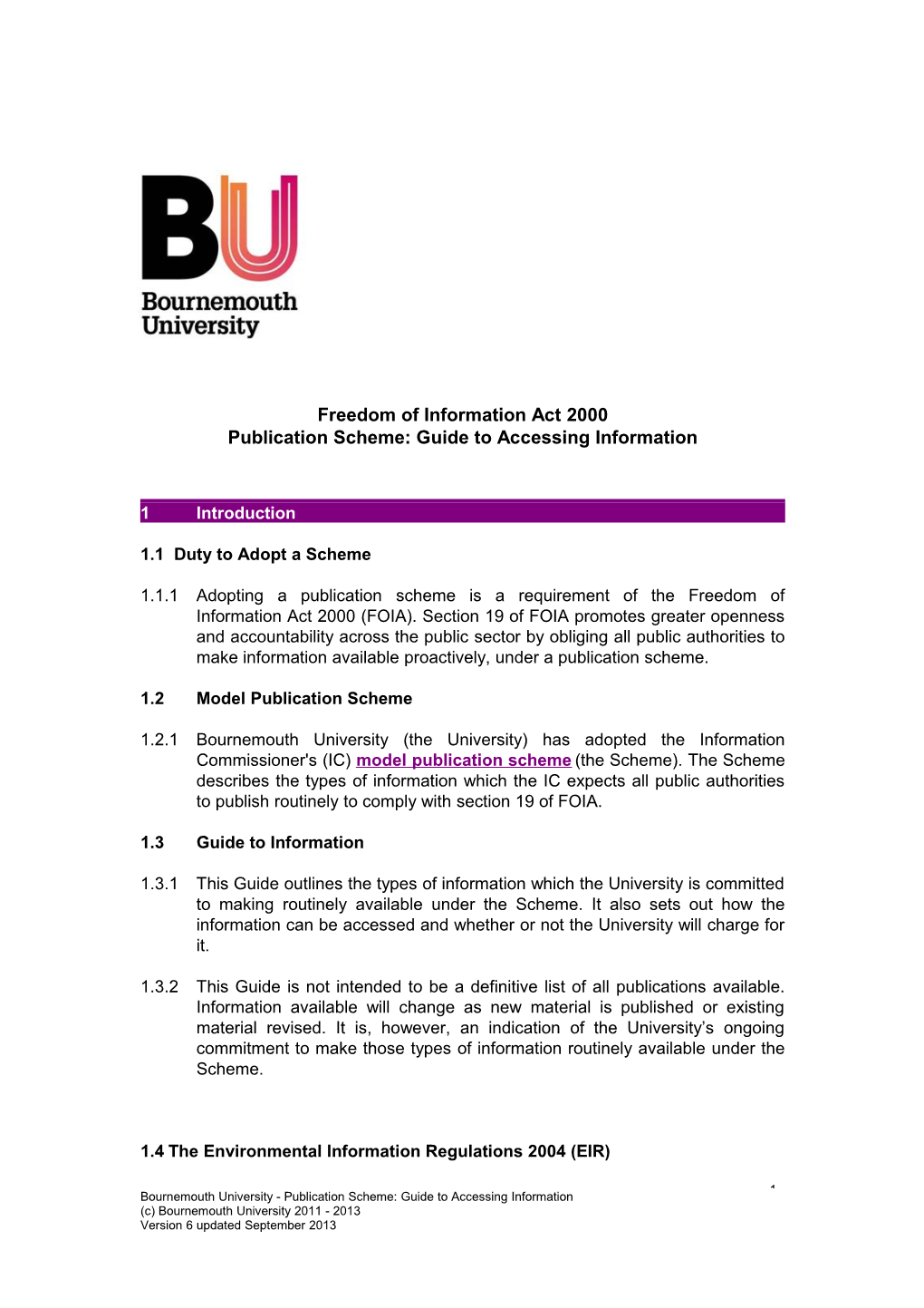 BU Publication Scheme Guide to Accessing Information V6