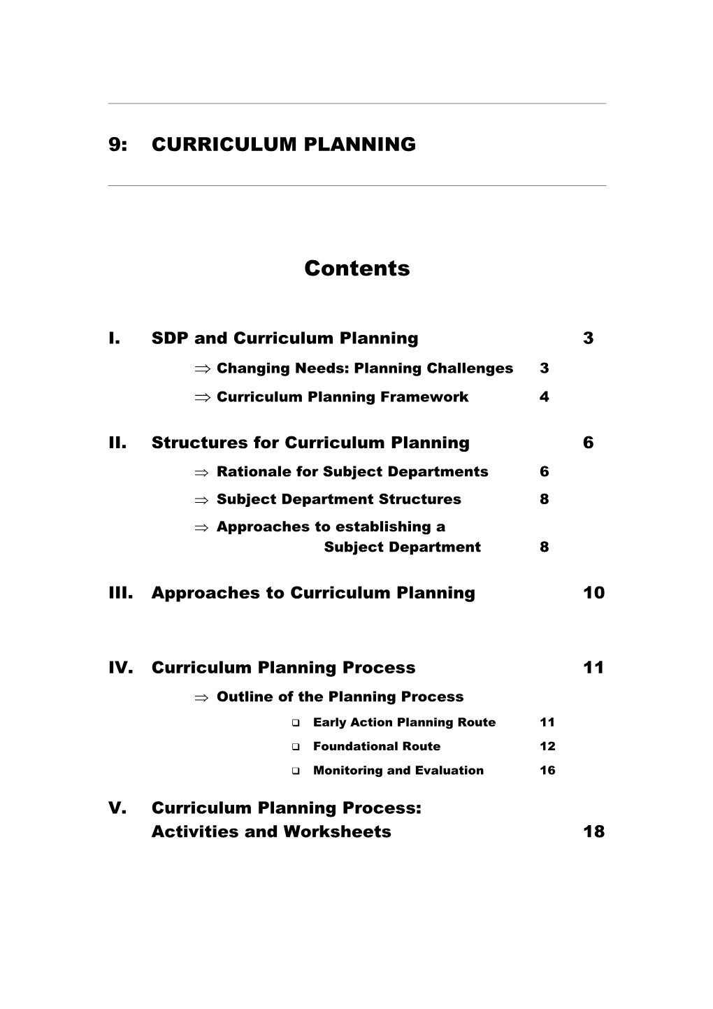 9:Curriculum Planning