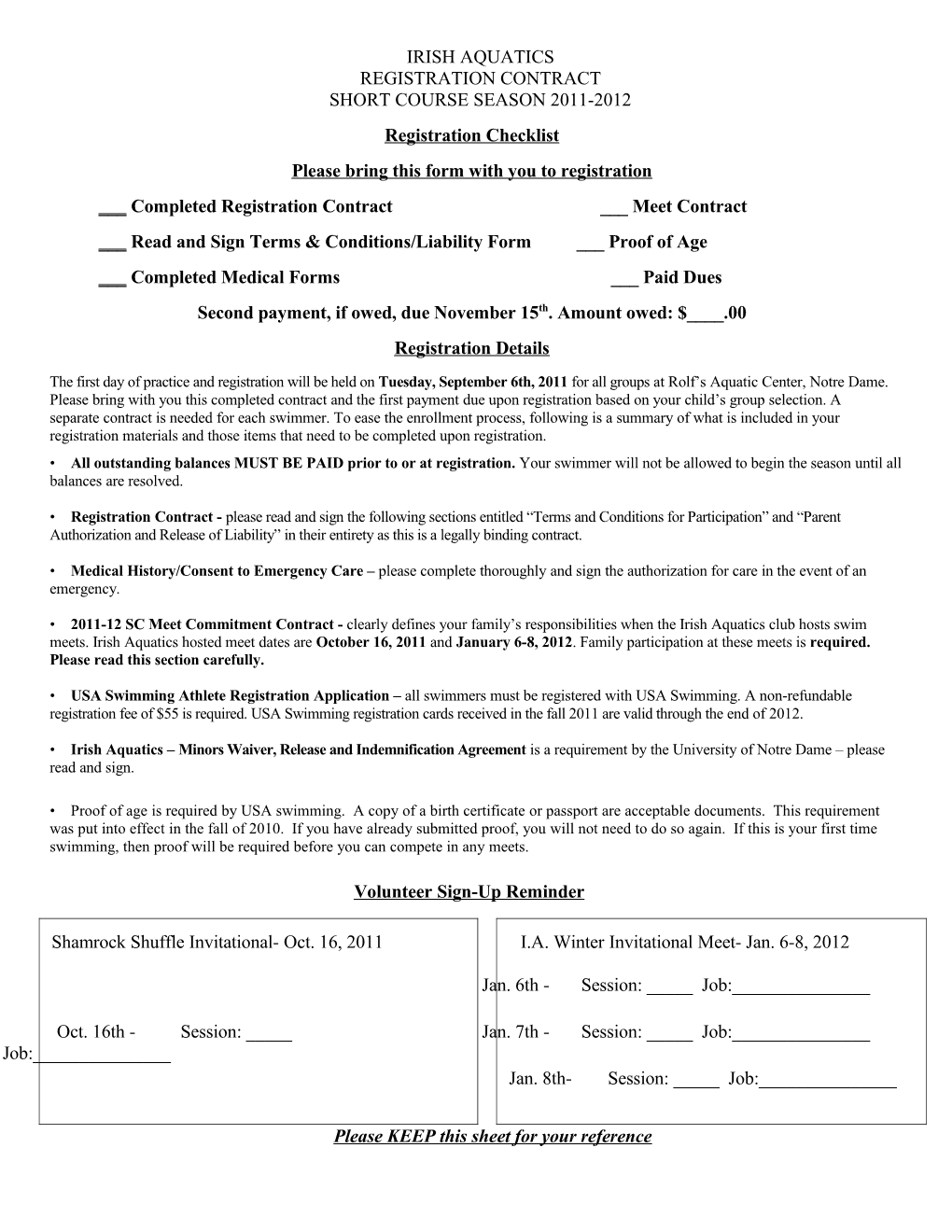 Please Bring This Form with You to Registration