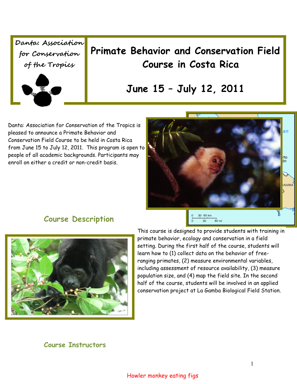 Primate Behavior and Conservation Field School in Costa Rica