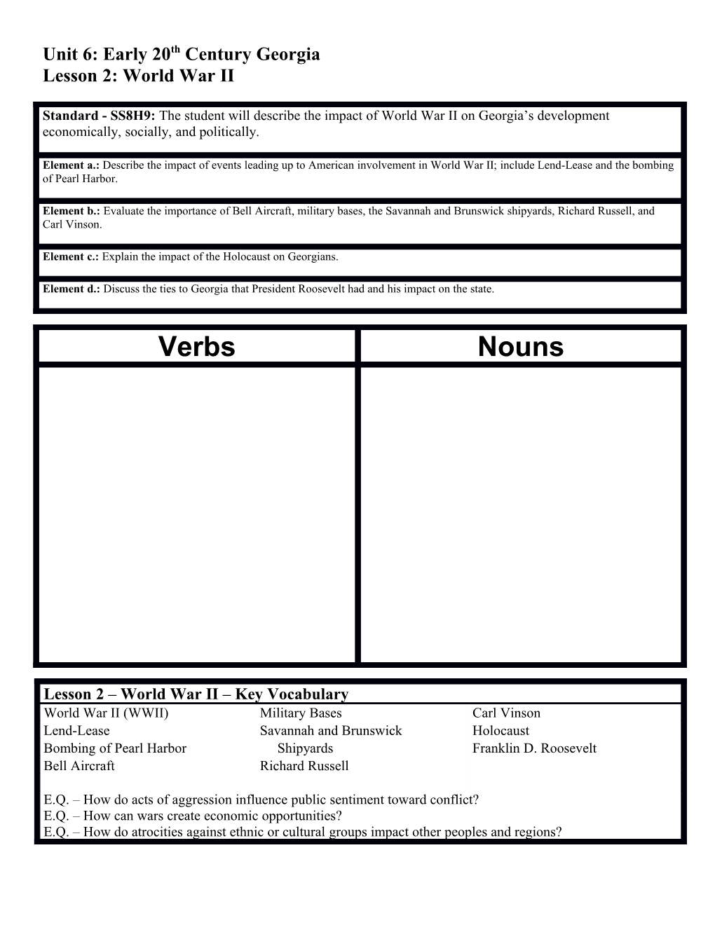 Lesson 2: World War II