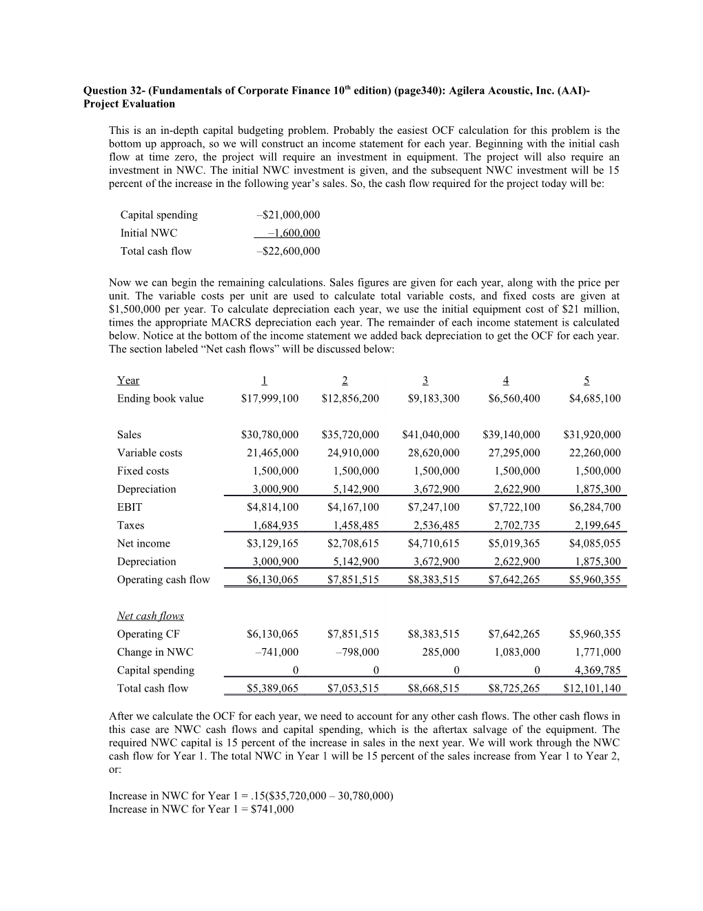 Question 32- (Fundamentals of Corporate Finance 10Th Edition) (Page340): Agilera Acoustic