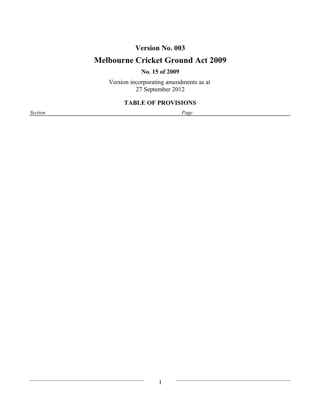 Melbourne Cricket Ground Act 2009