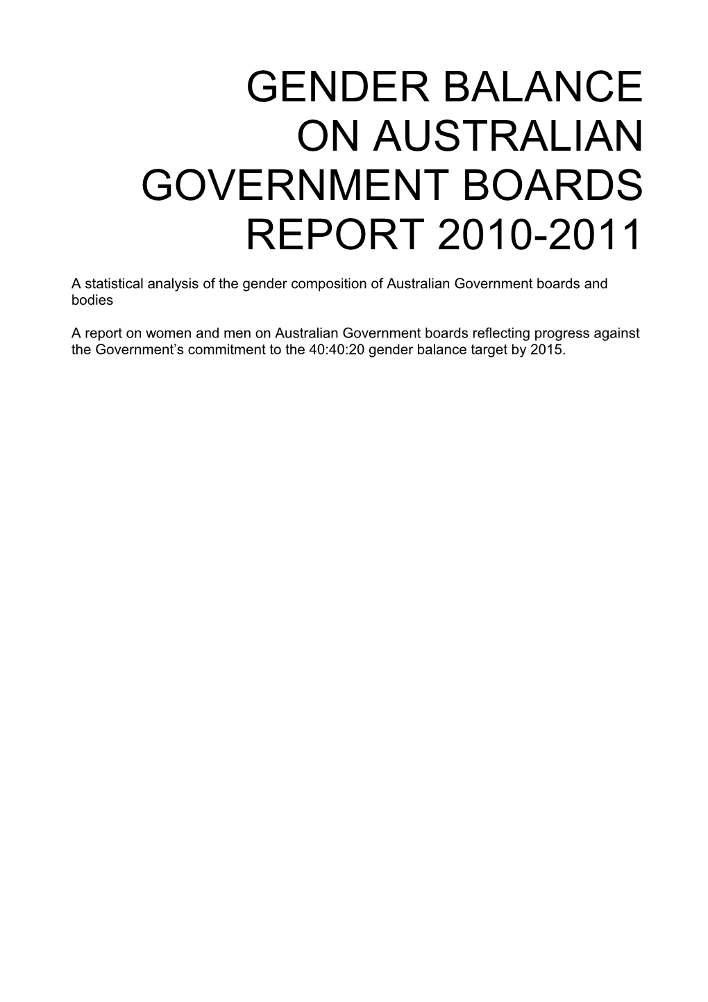 Gende BALANCE on Australian Government Boards Report 2010-2011