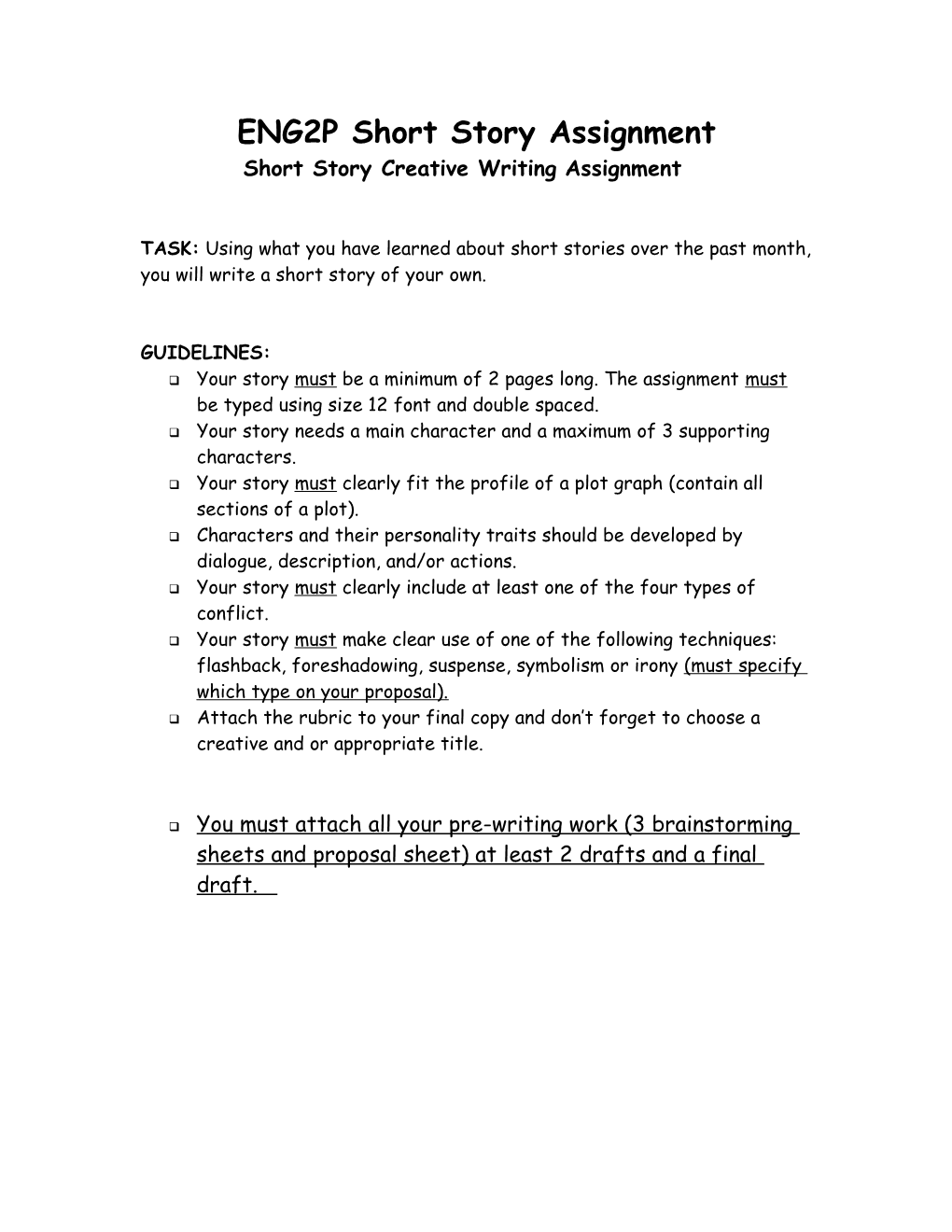 ENG2P Short Story Assignment