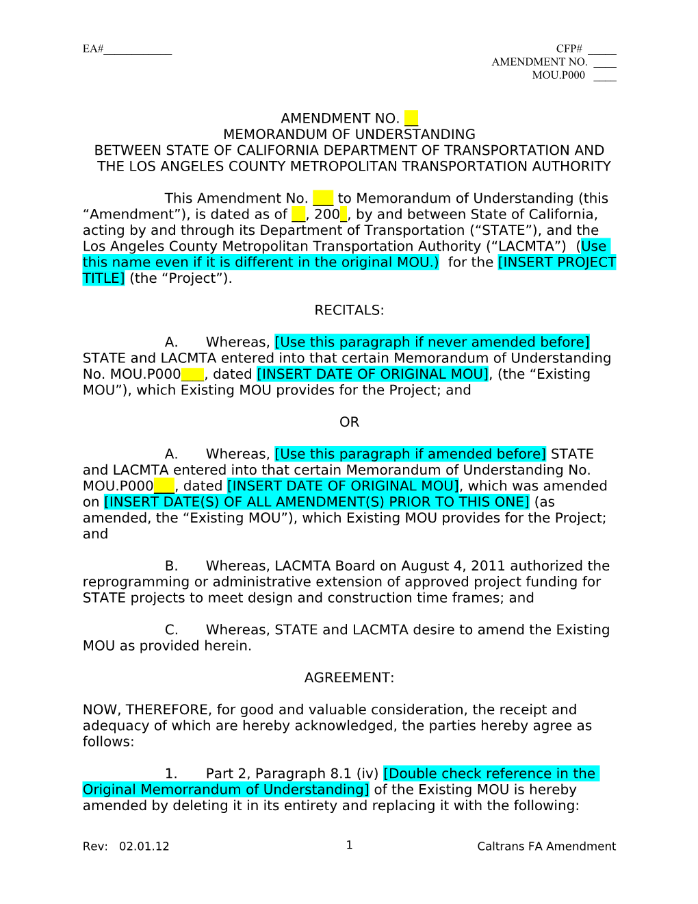 Caltrans FA Amendment