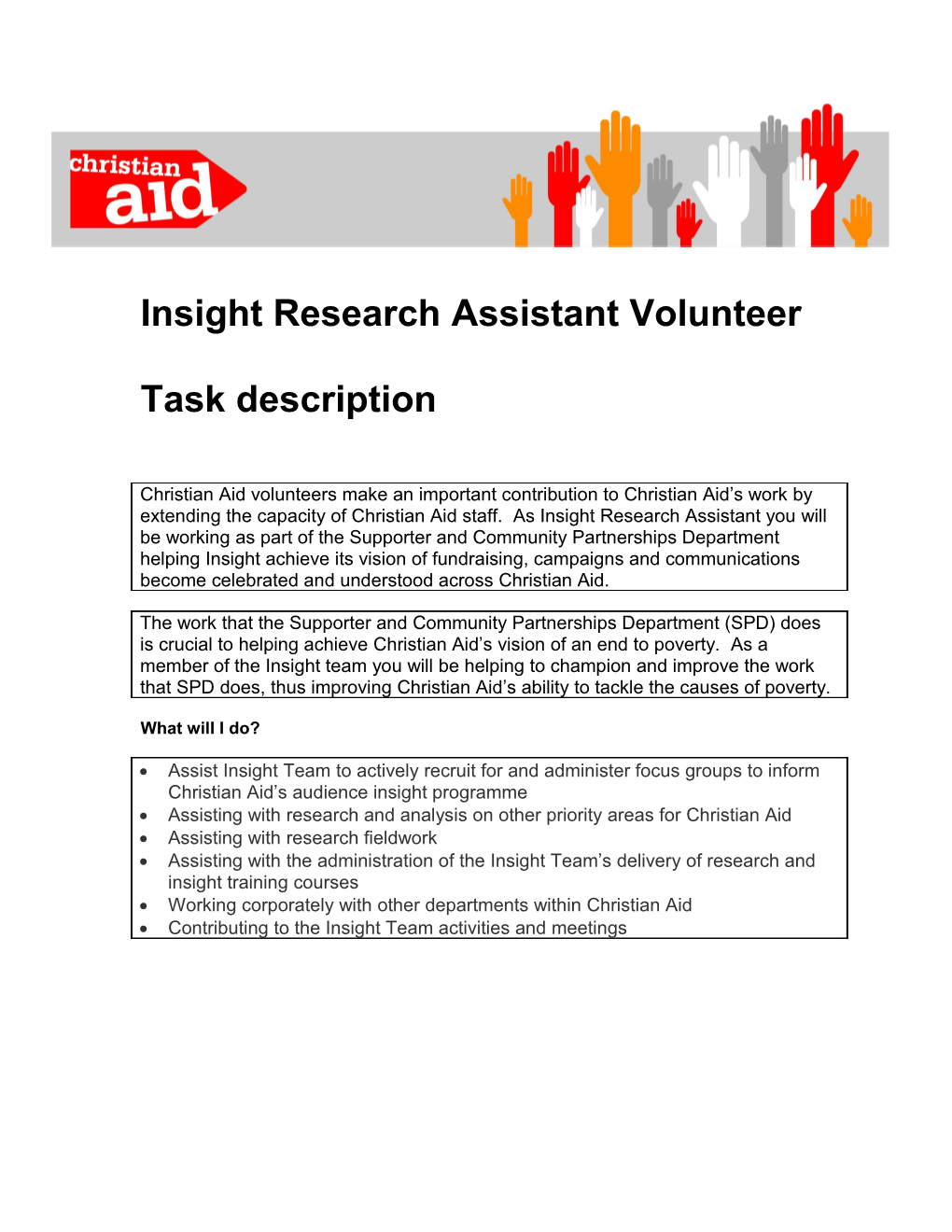 Insight Research Assistant Volunteer