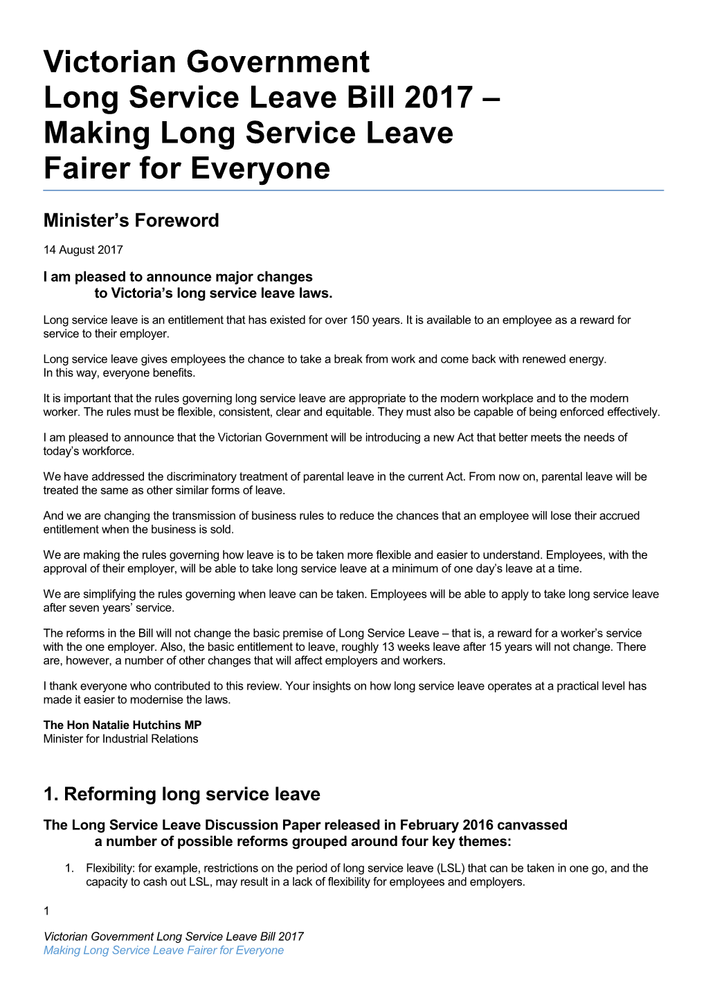I Am Pleased to Announce Major Changesto Victoria S Long Service Leave Laws