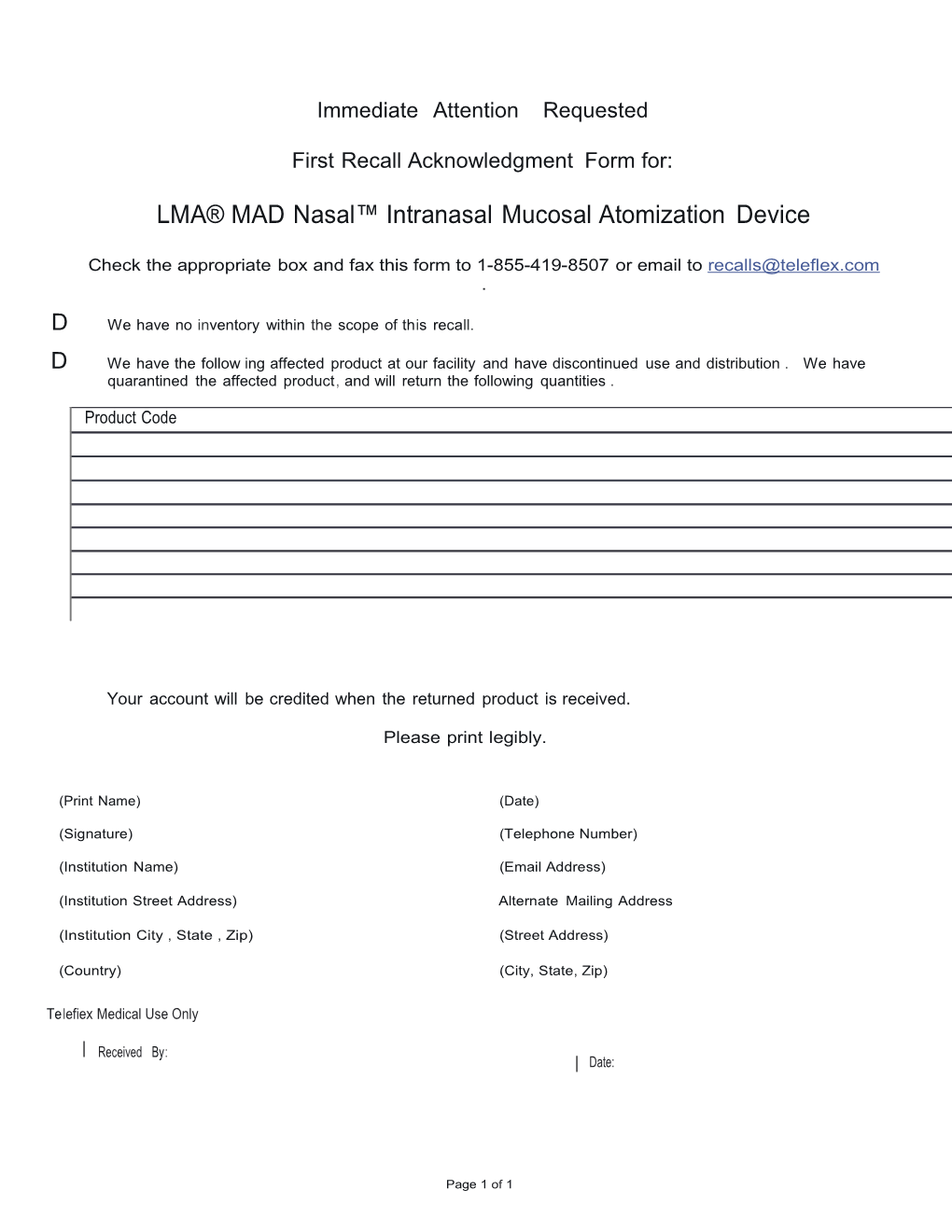 LMA Madnasal Intranasalmucosalatomization Device