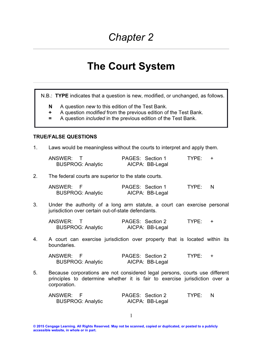 Chapter 2: the Court System 1