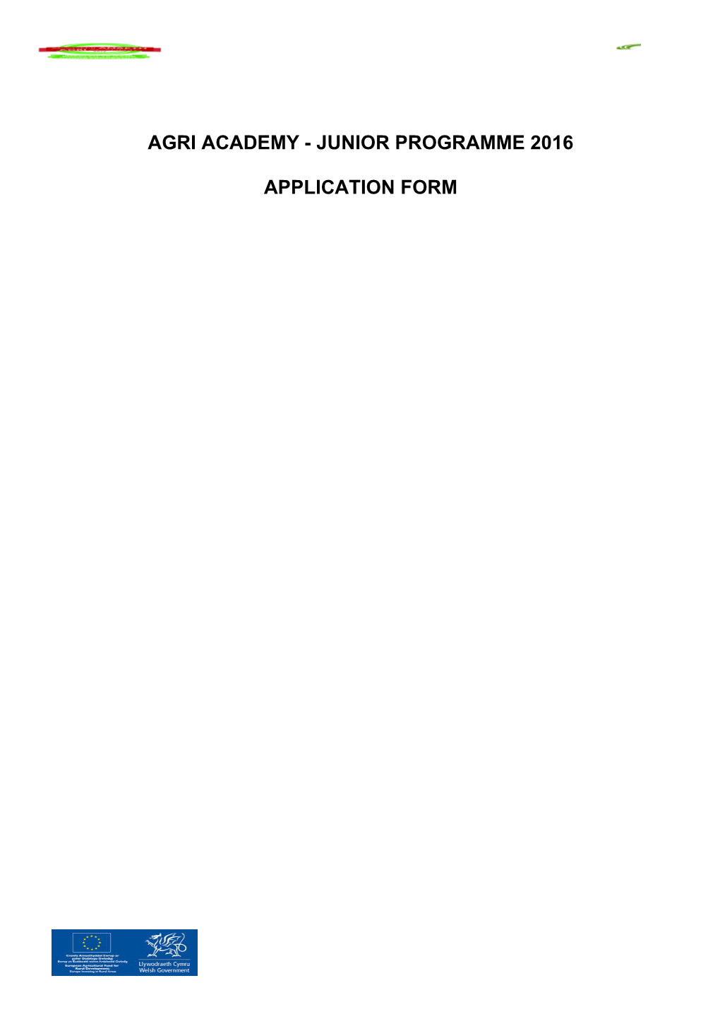 Agri Academy 2016 Application Form