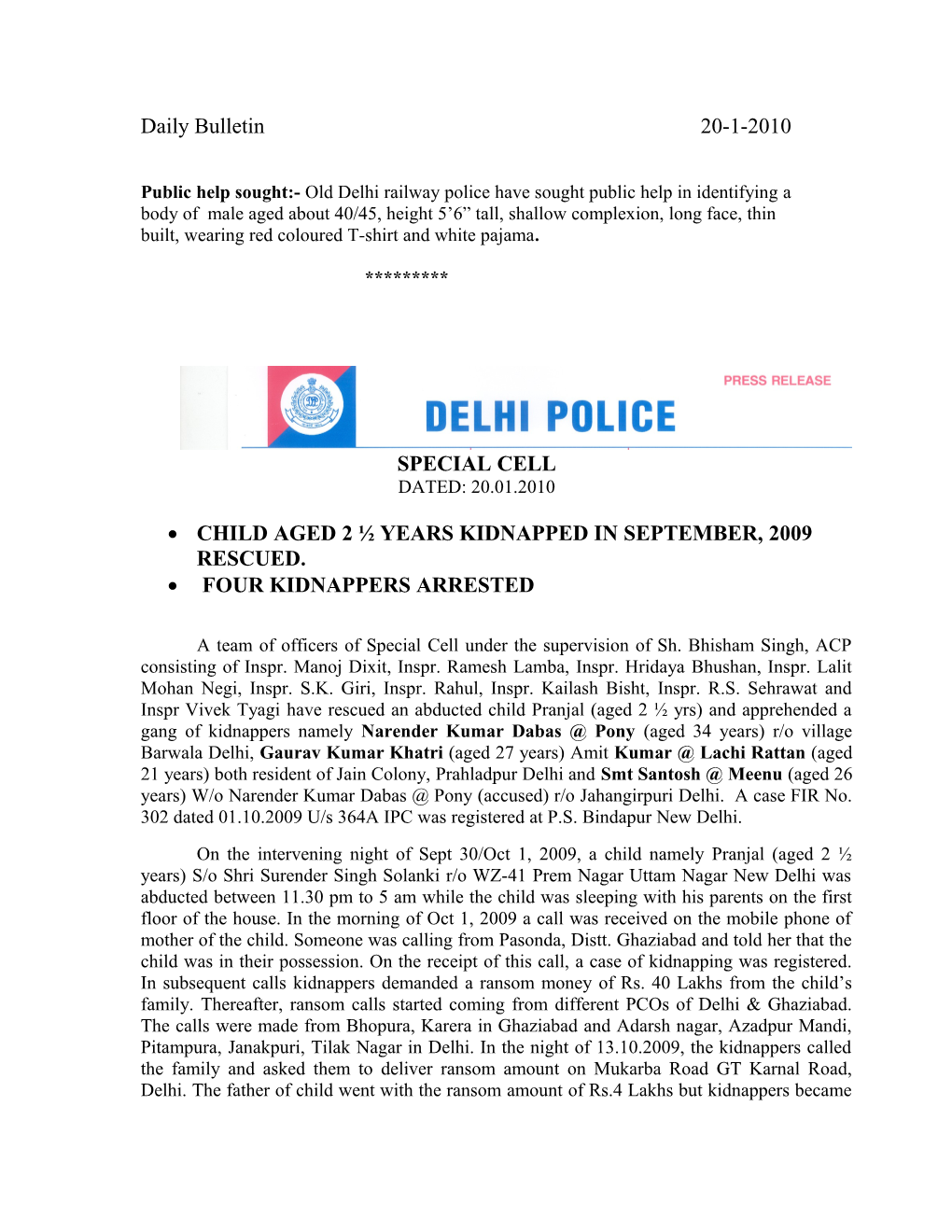 Public Help Sought:- Old Delhi Railway Police Have Sought Public Help in Identifying A