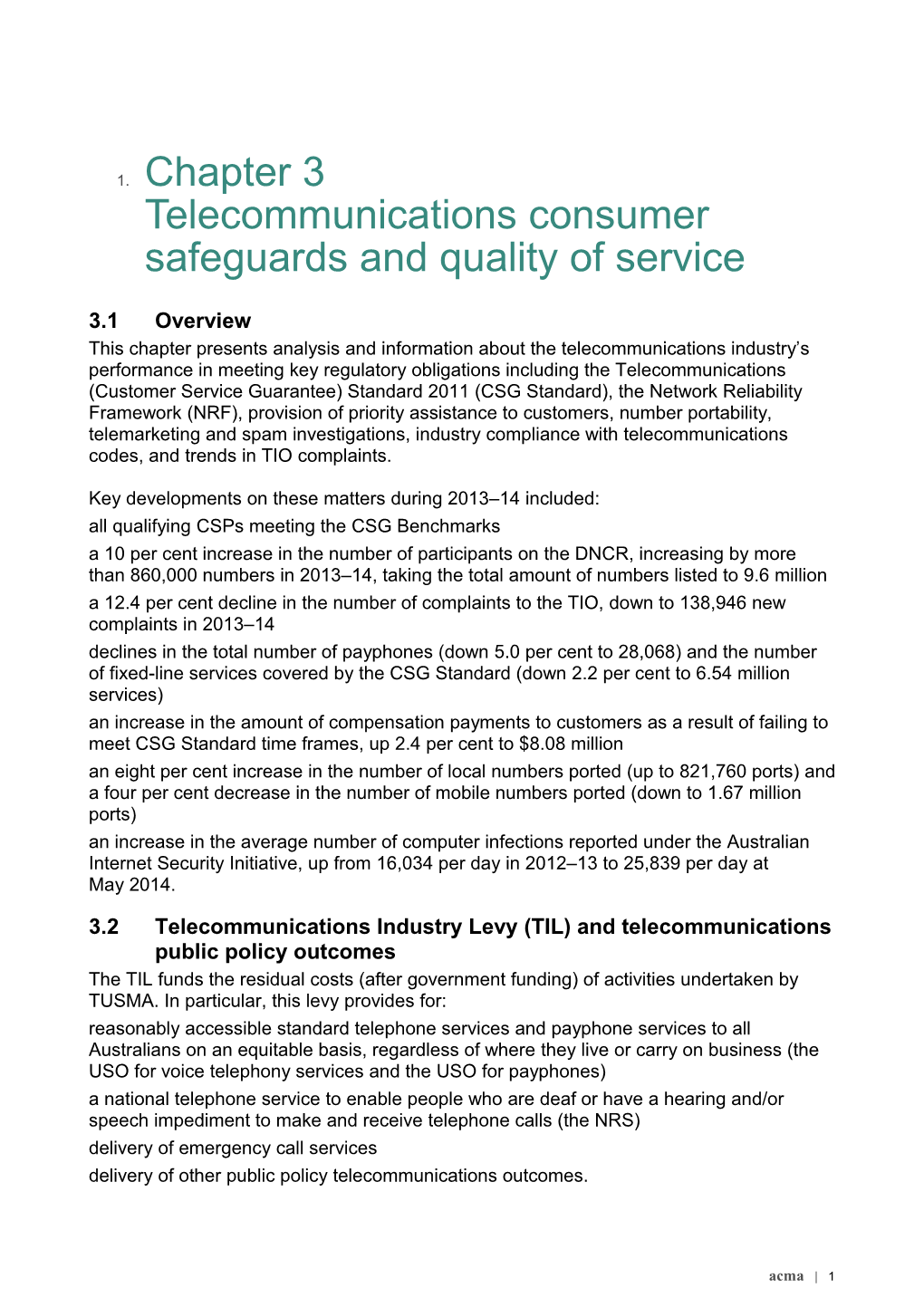 Chapter 3Telecommunications Consumer Safeguards and Quality of Service