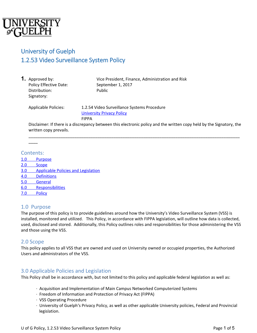 1.2.53 Video Surveillance System Policy