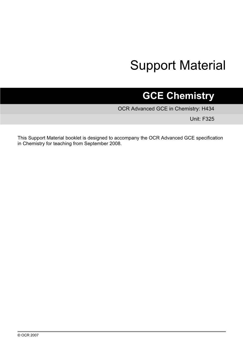 OCR Advanced GCE in Chemistry: H434