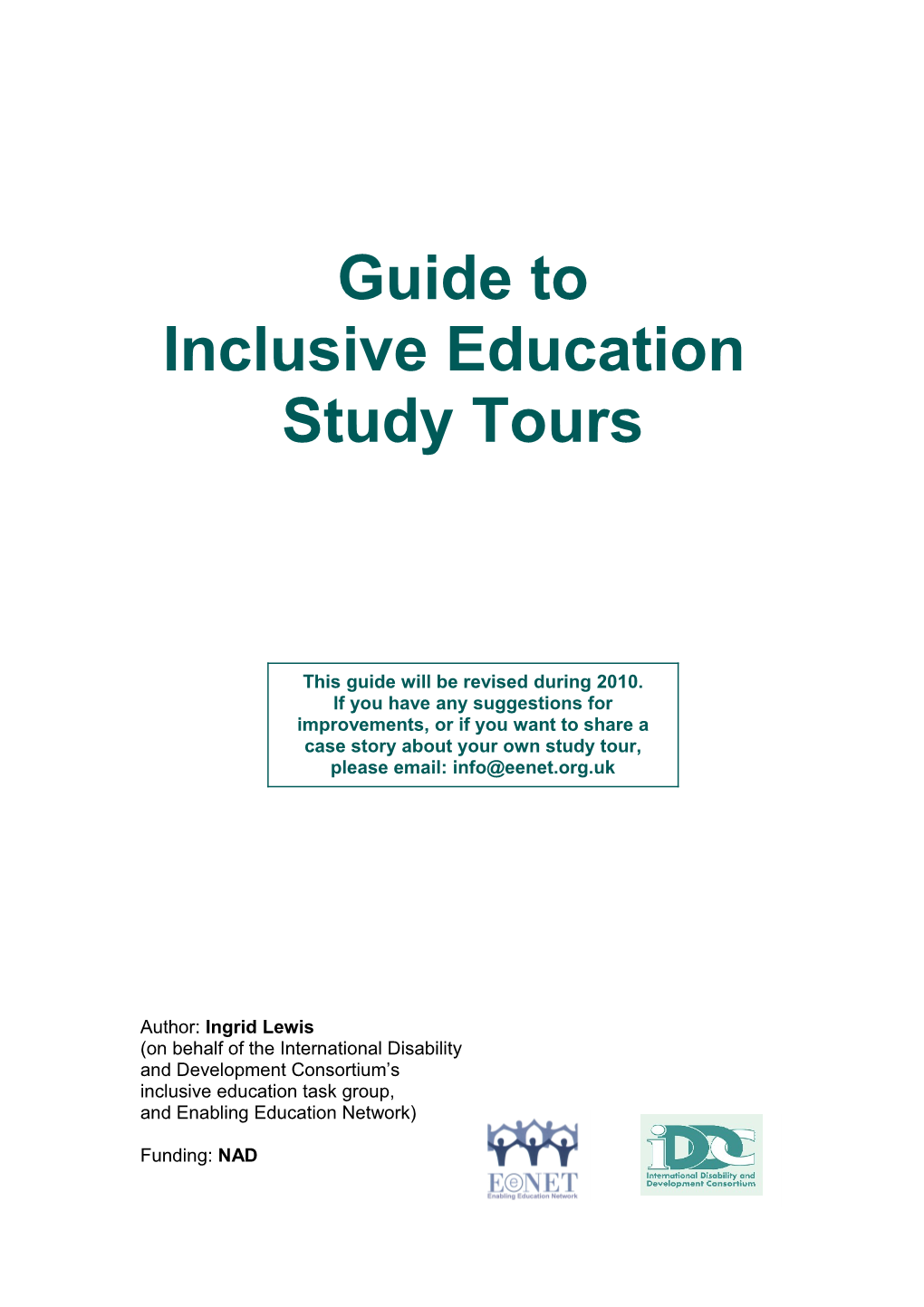 Inclusive Education Study Tours: a Guide