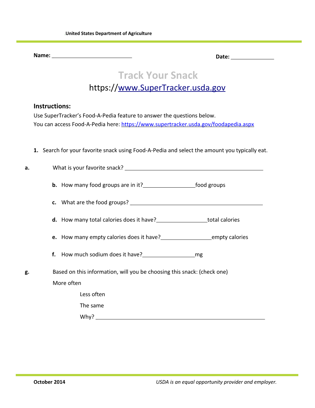 Supertracker Nutrition Lesson Plans for High School Students