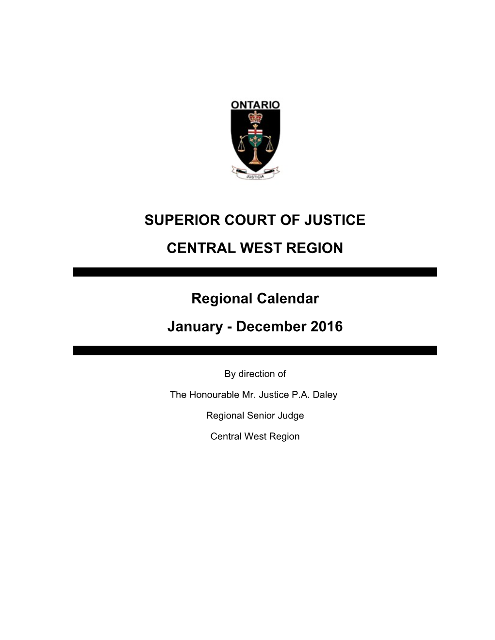 Central West Regional Calendar - January to December 2016