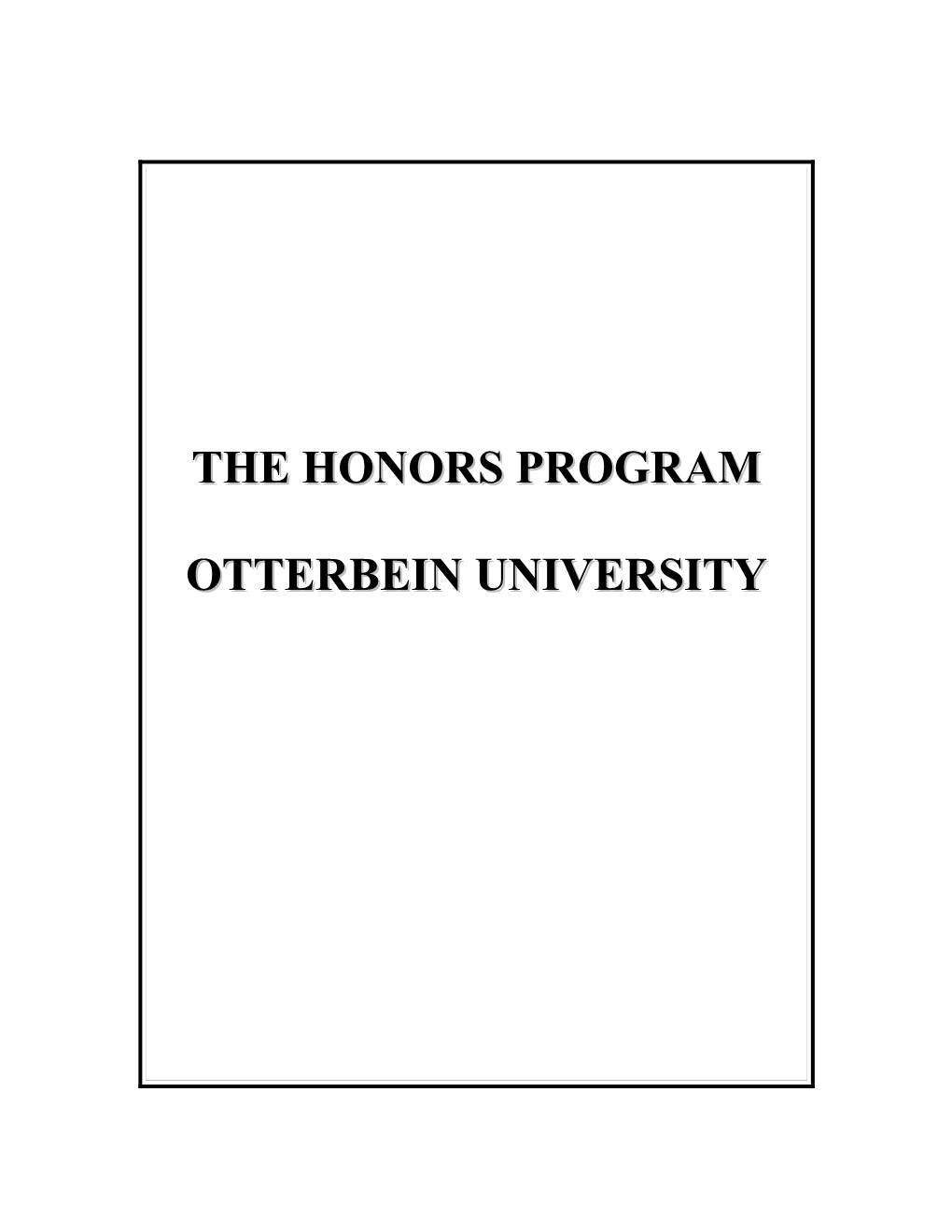 I. Introduction to the Honors Program