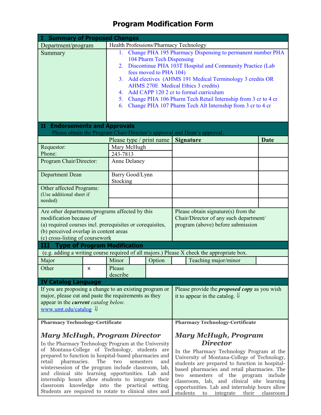 Change PHA 195 Pharmacy Dispensing to Permanent Number PHA 104 Pharm Tech Dispensing