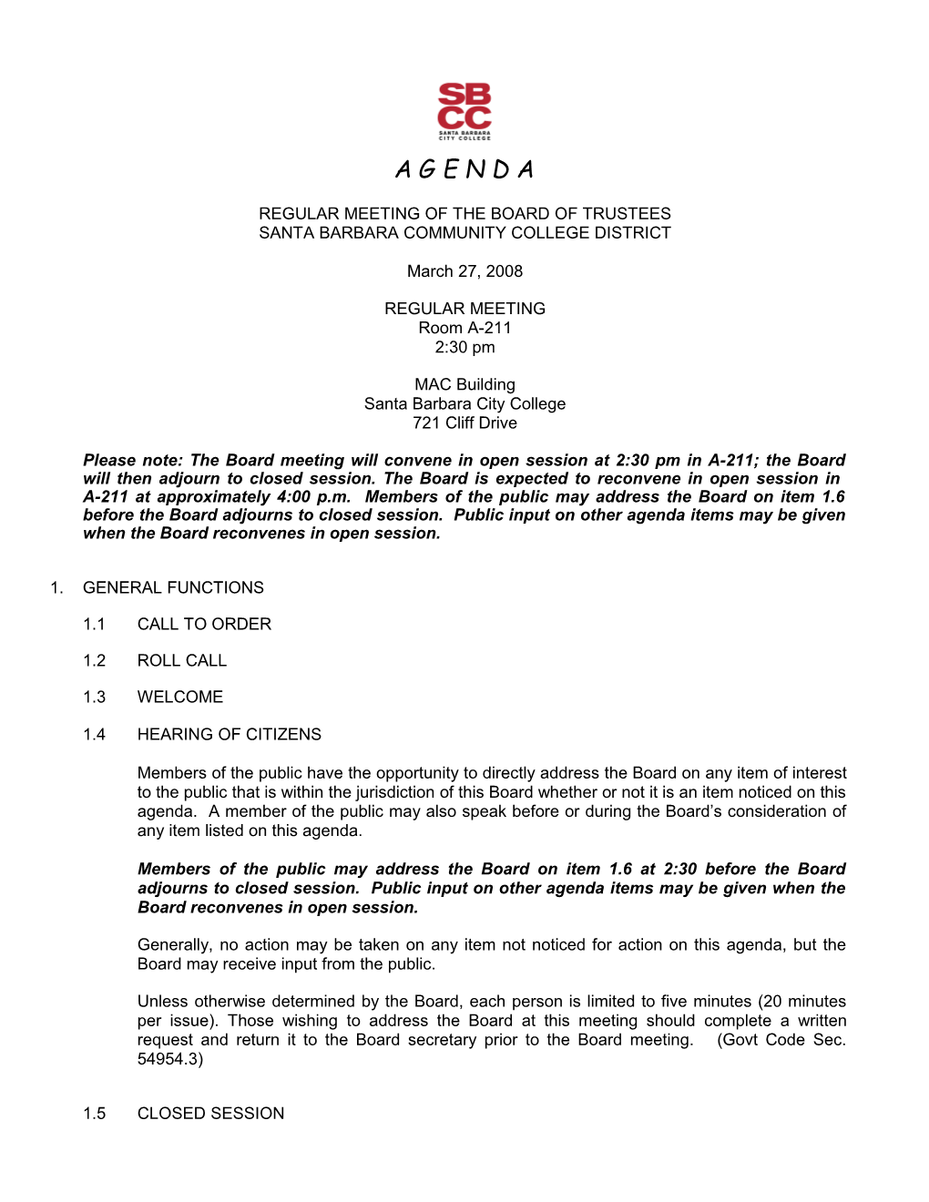Board Agenda for June 27, 1996