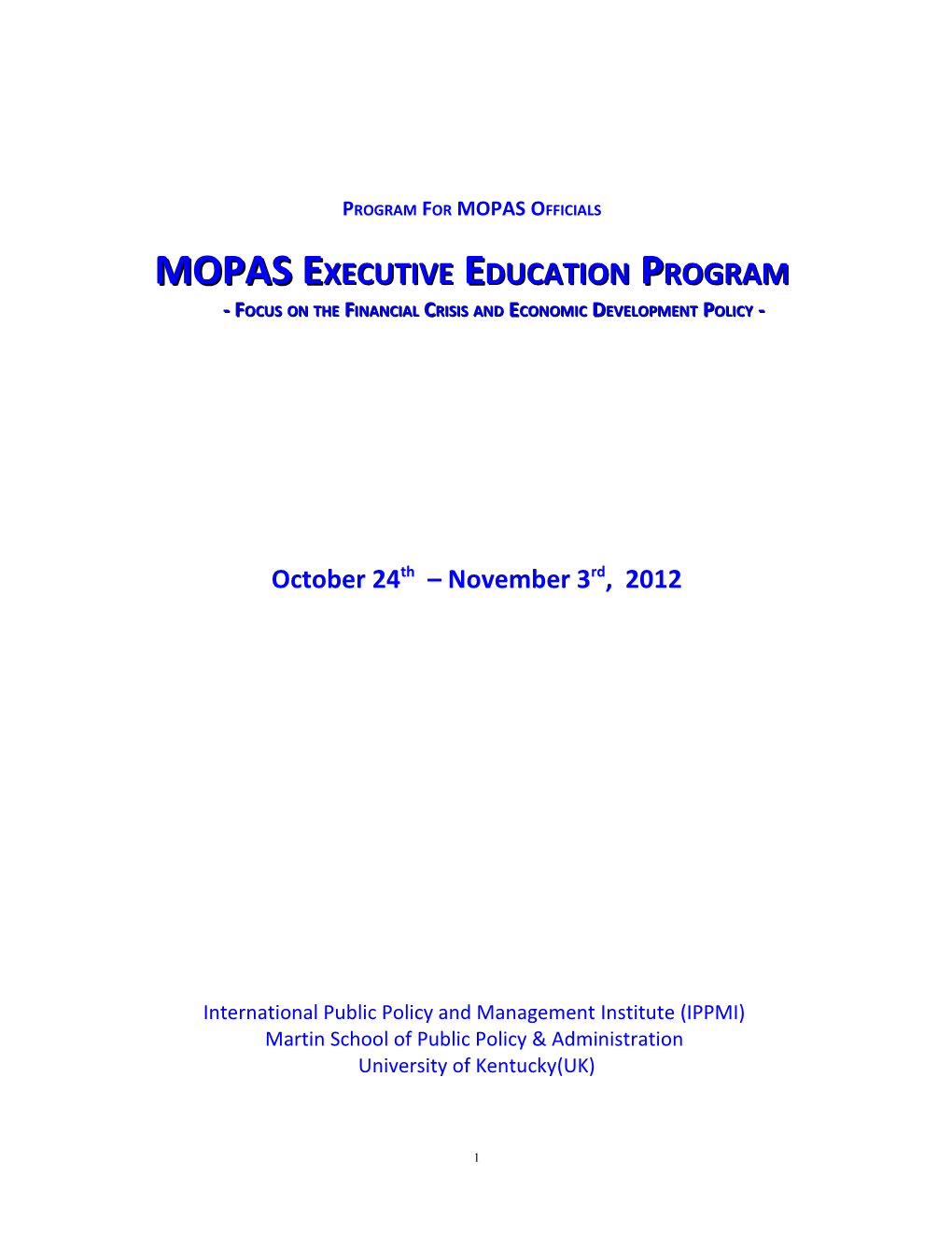 Program for MOPAS Officials