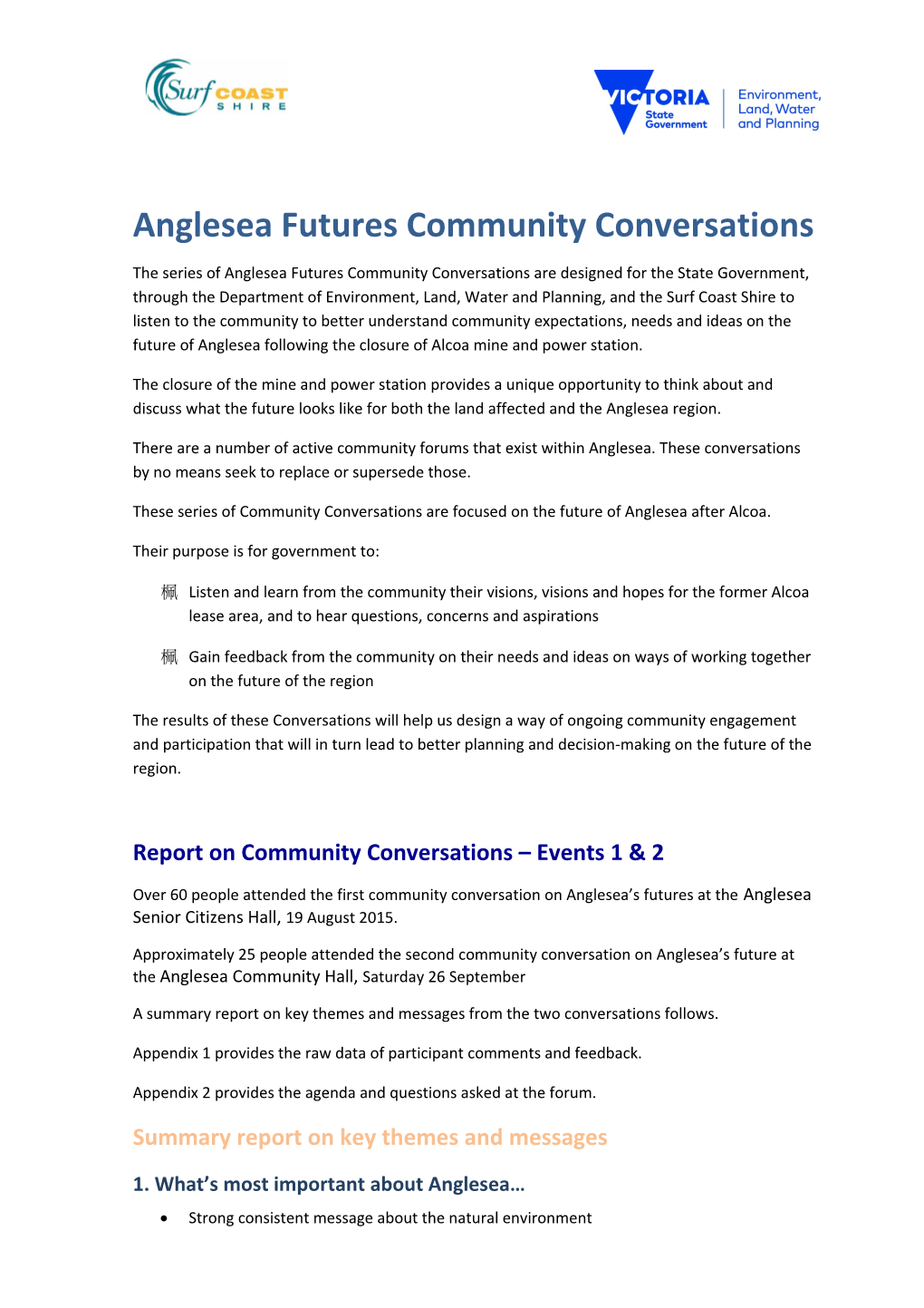 Anglesea Futures: Community Conversation Number 1