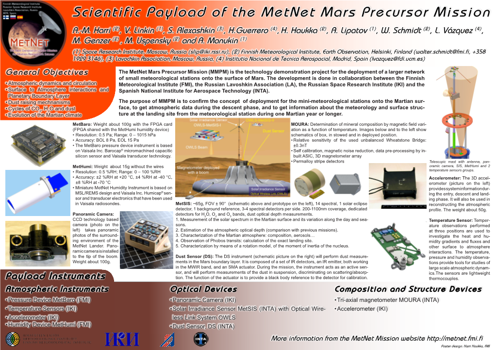 Scientific Payload of the MetNet Mars Precursor Mission