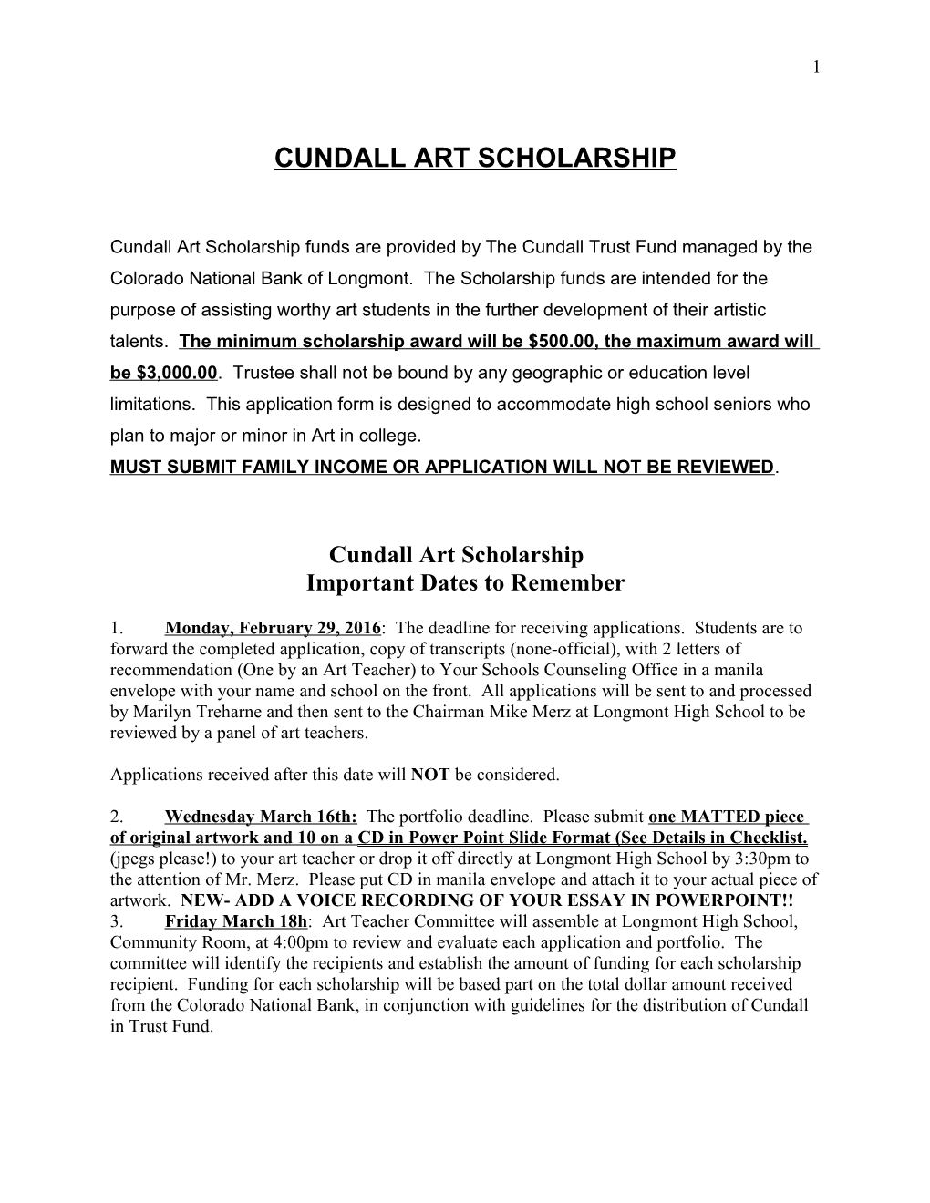 Cundall Art Scholarship