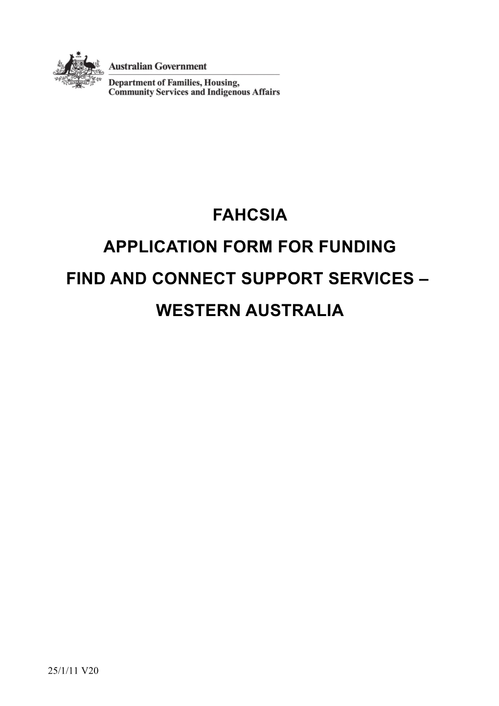 Standard Application Form for Funding