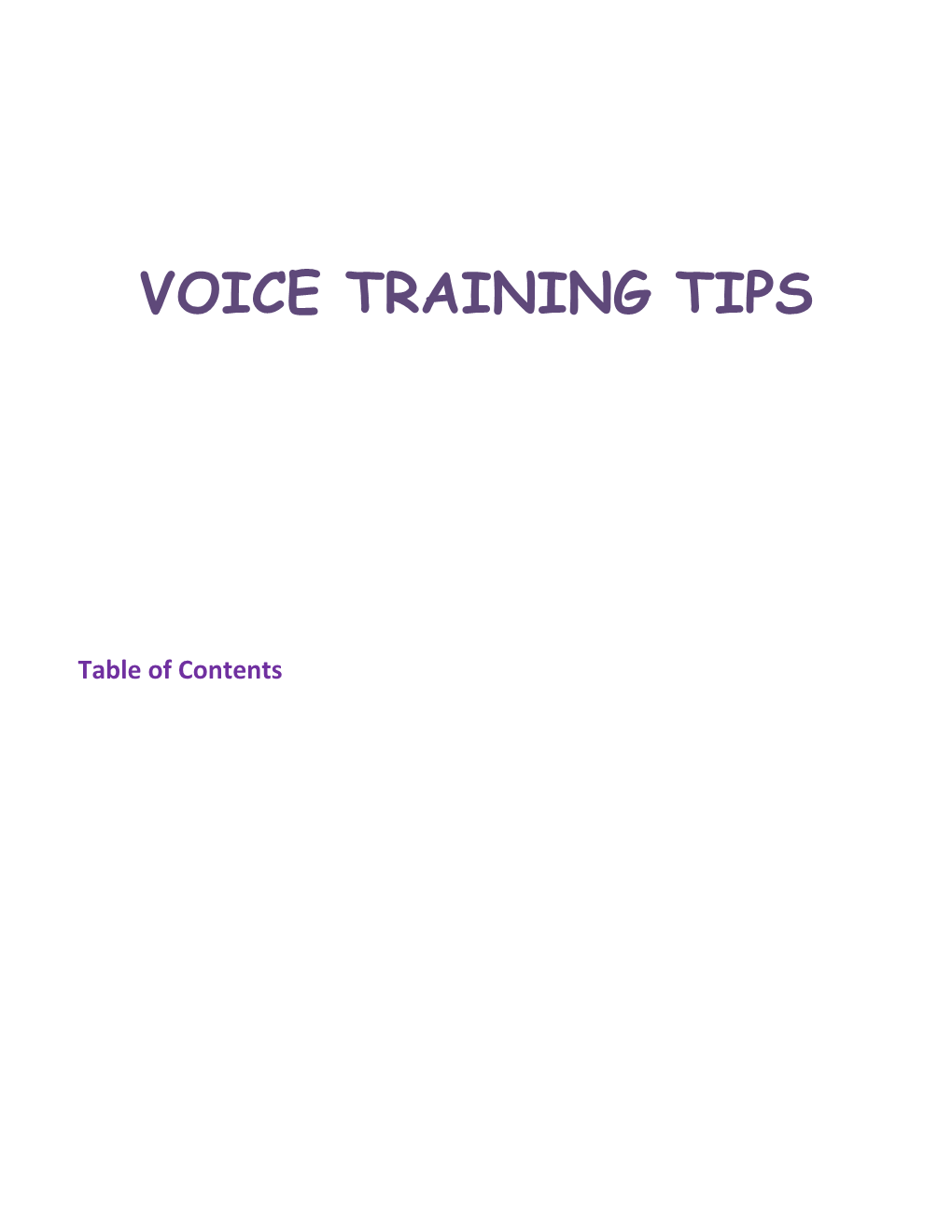 Voice Training Tips