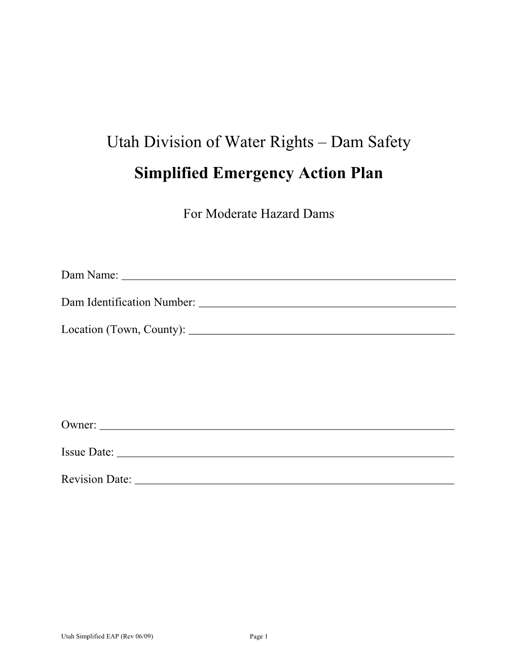 Simplified Emergency Action Plan Form