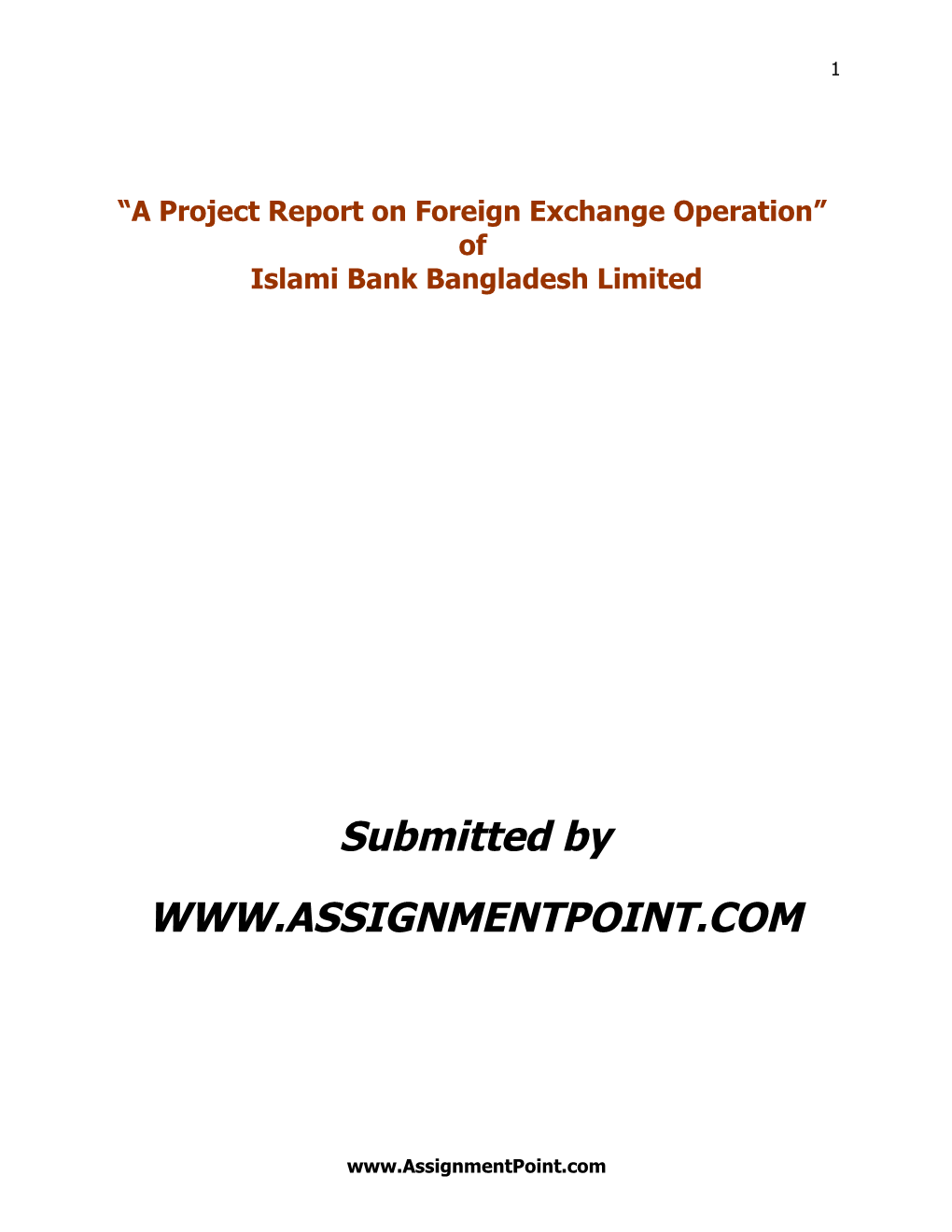 A Project Report on Foreign Exchange Operation
