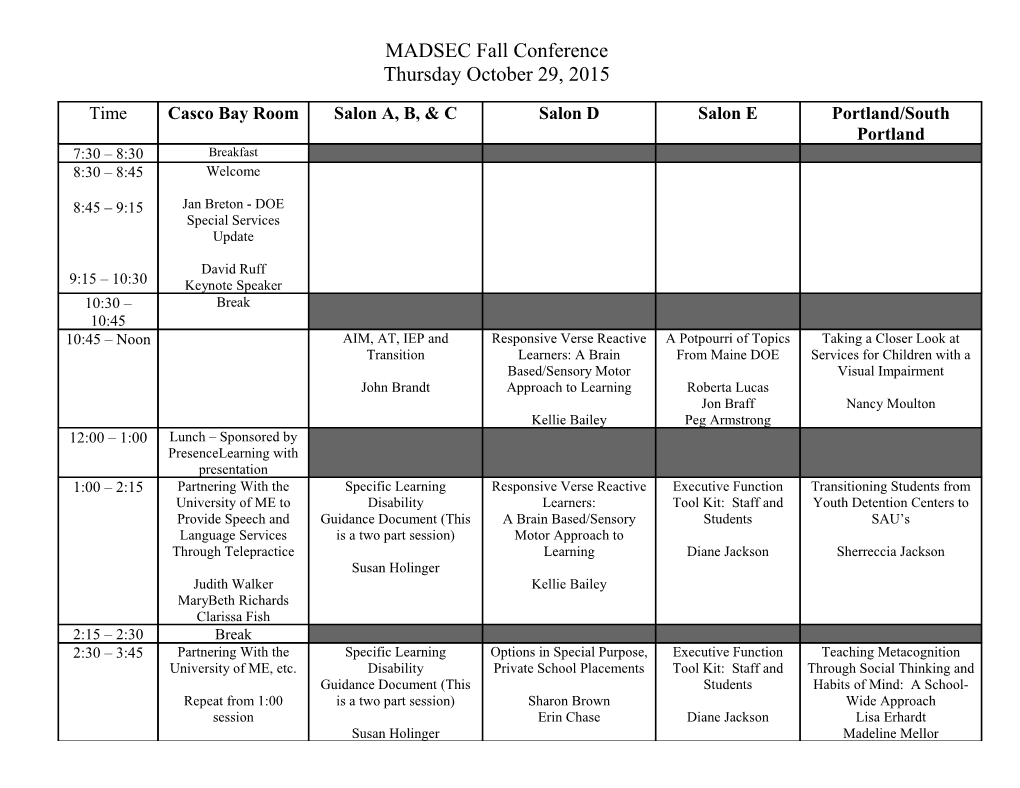 MADSEC Fall Conference MONDAY, October 26, 2009