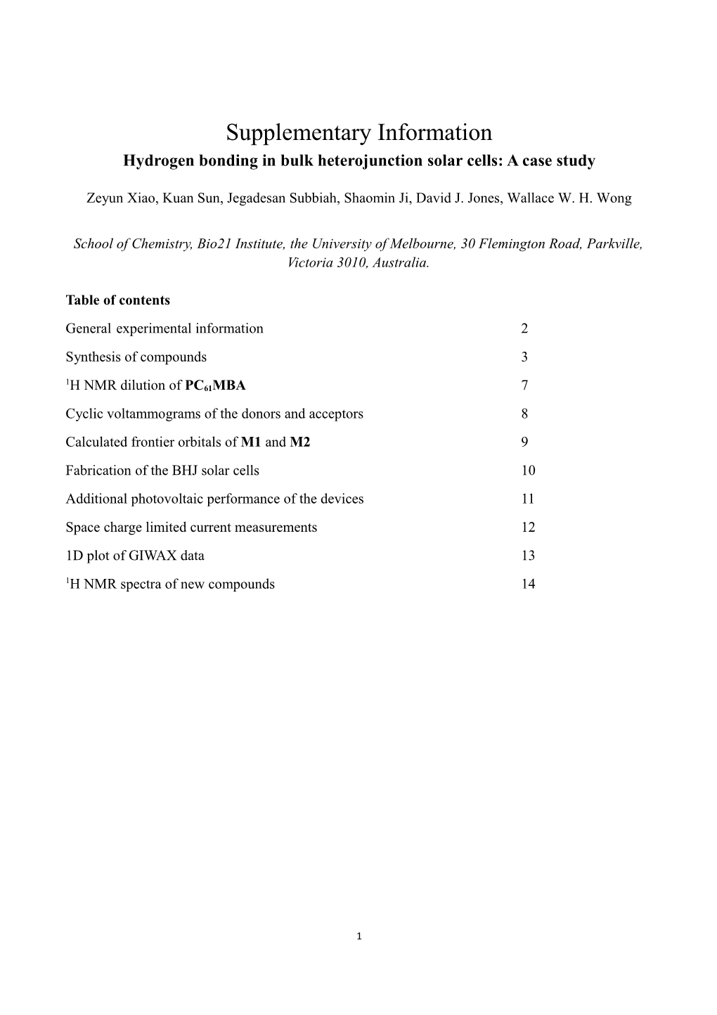 Hydrogen Bonding in Bulk Heterojunction Solar Cells: a Case Study