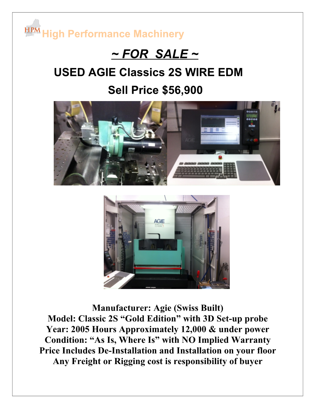 USED Agieclassics 2S WIRE EDM