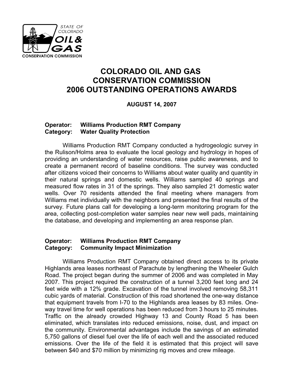 Colorado Oil and Gas Conservation Commission