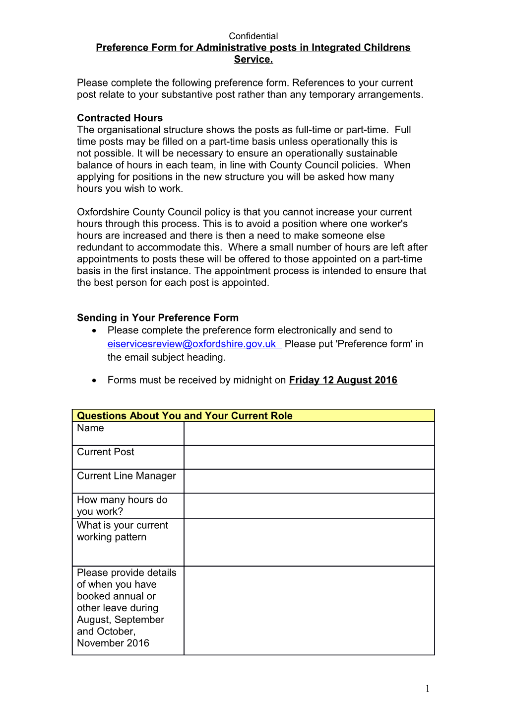 Application for Tier 3 Positions in Children, Education & Families