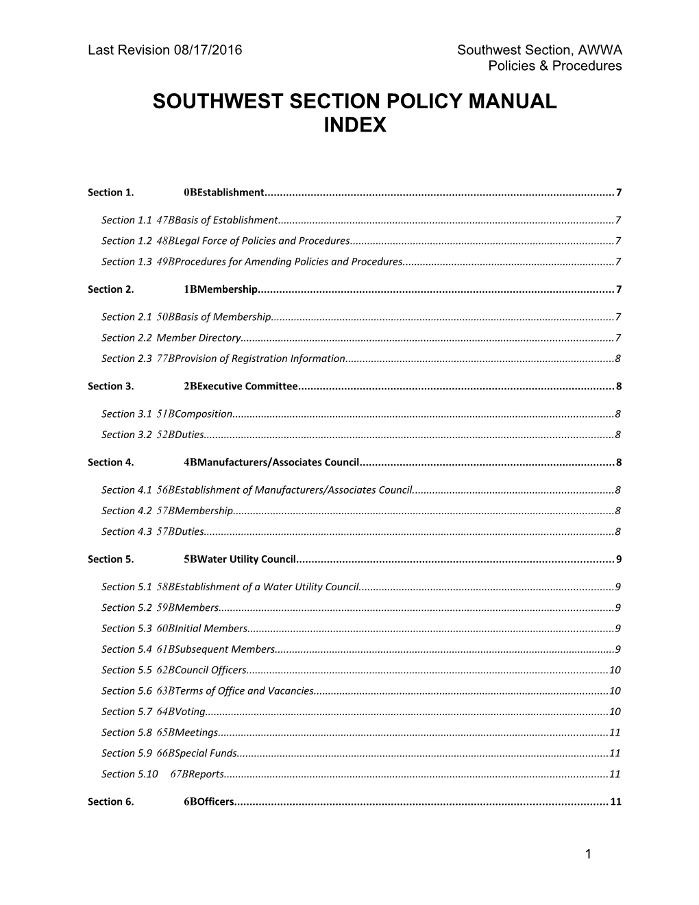 Last Revision 08/17/2016Southwest Section, AWWA