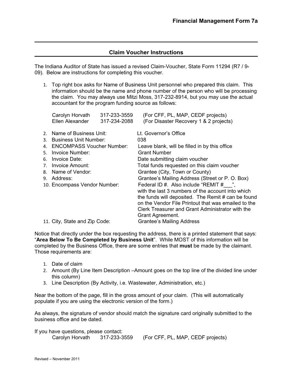 Financial Management Form 7A