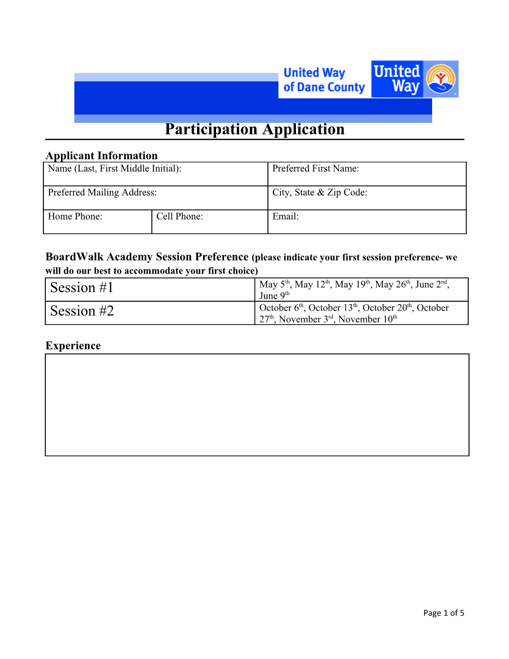 Participation Application