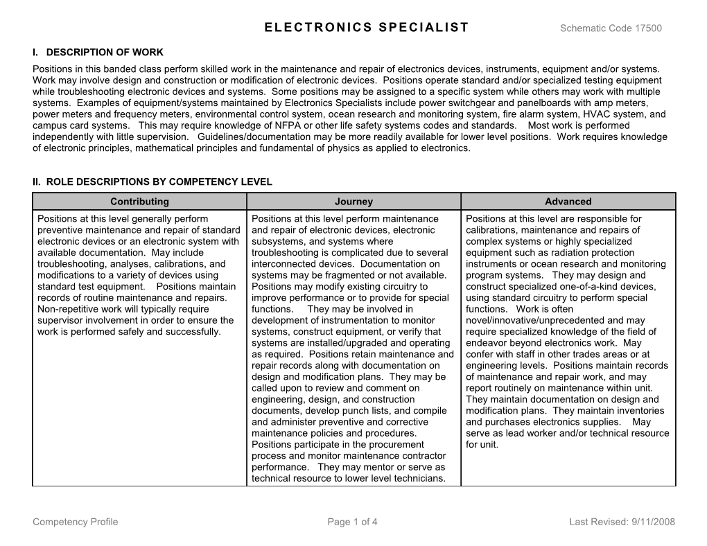 ELECTRONICS SPECIALIST Schematic Code 17500