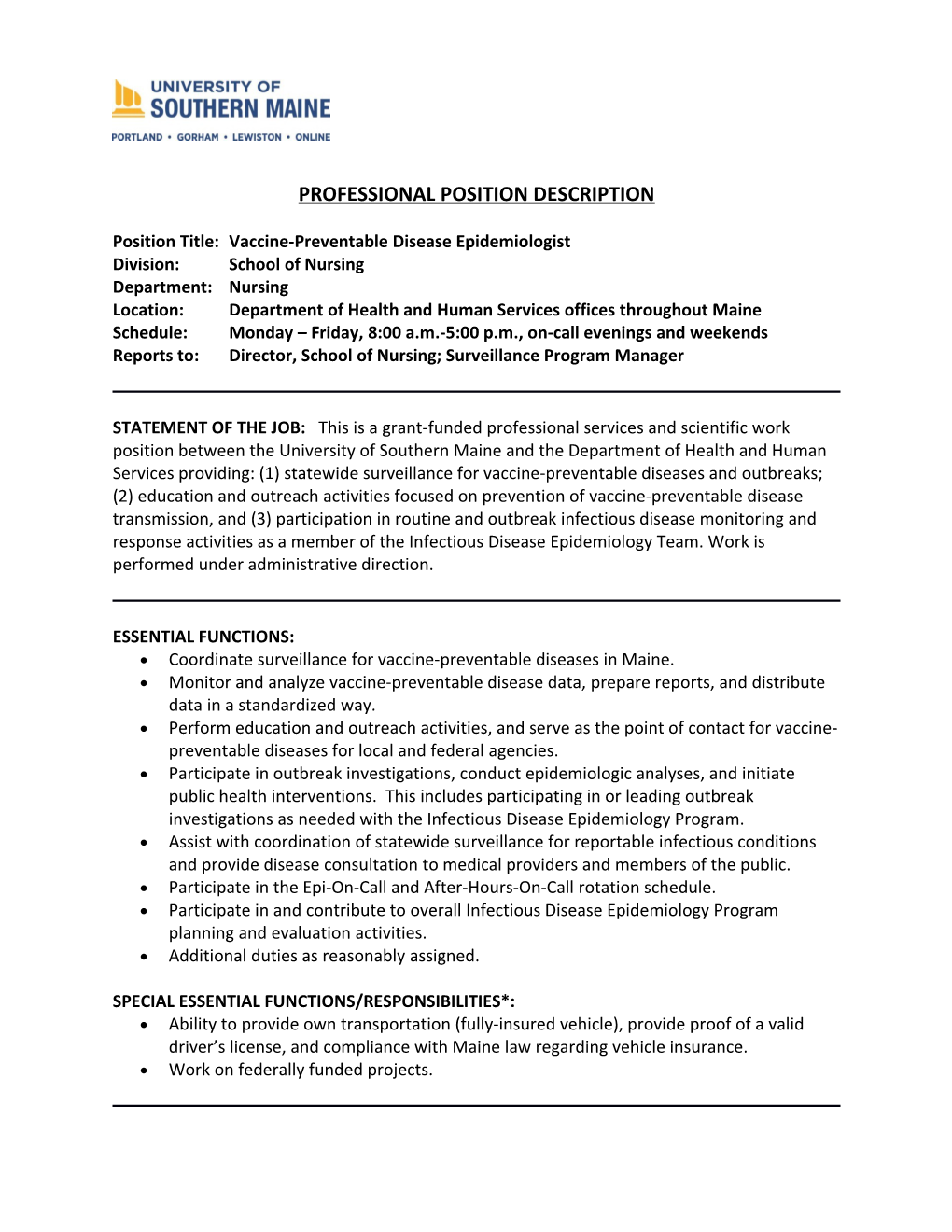 Position Title:Vaccine-Preventable Disease Epidemiologist