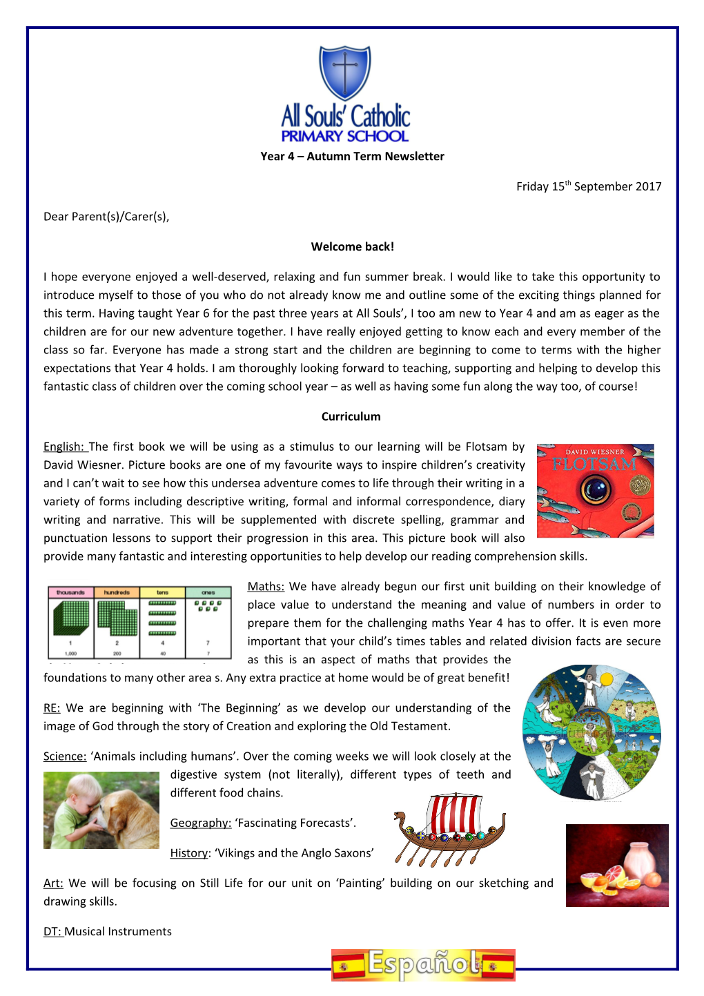 Year 4 Autumn Term Newsletter